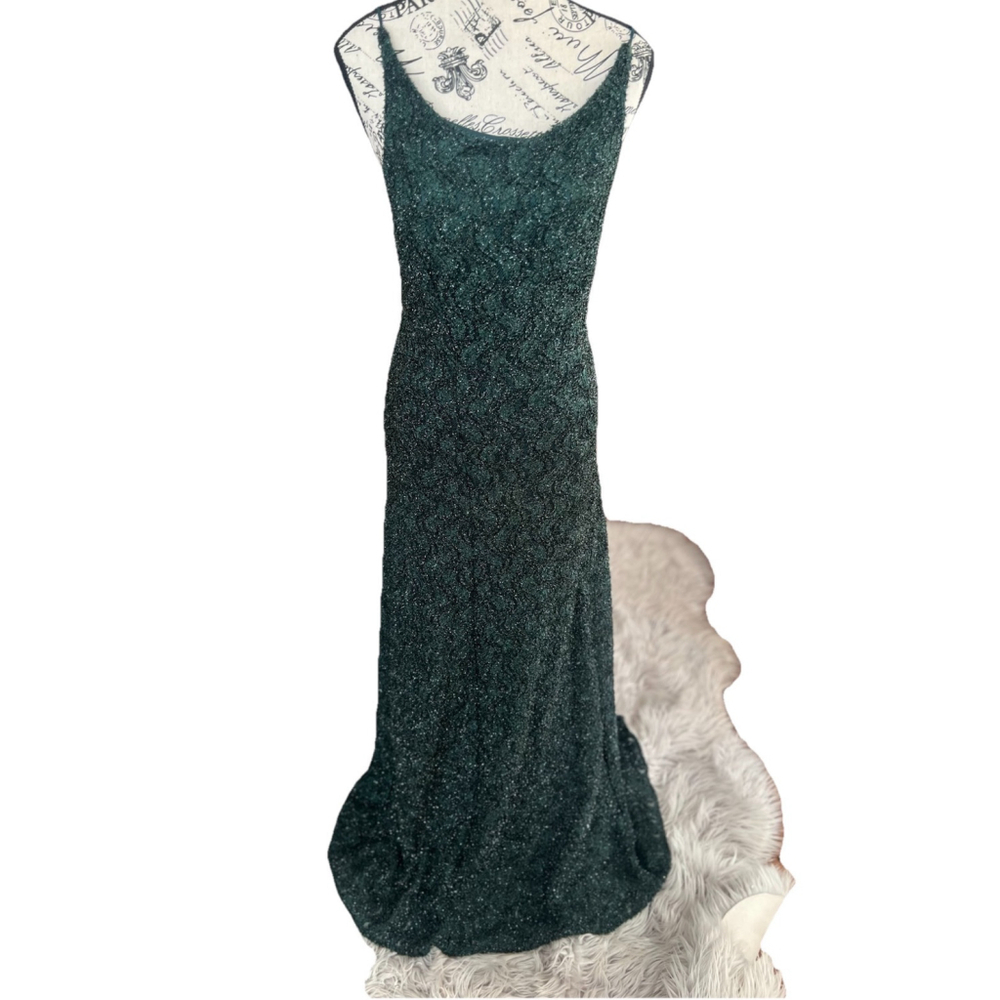 Vintage Green Lands Green Glitter Dress, Size M